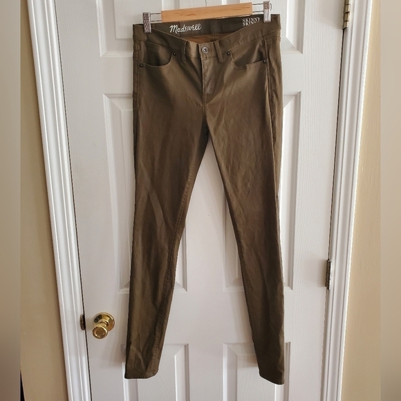 Madewell 28 x 32 Skinny Skinny Pants Coated Drab Olive Green BLOGGER FAV - Picture 3 of 9